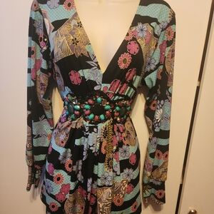 Blouse w beaded waist.  Couple beads missing